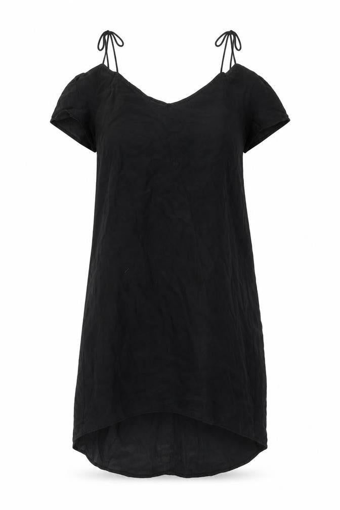 Front view of Topshop women’s black silk a-line, size UK 8, round neck pullover