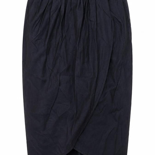 Topshop Womens Blue Viscose A-Line Skirt Size 10 Zip
