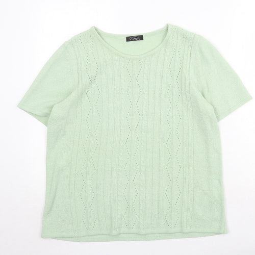 Bonmarché Womens Green Round Neck Acrylic Pullover Jumper Size M Pullover