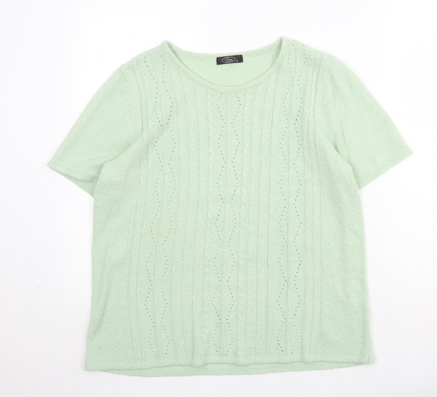 Bonmarché Womens Green Round Neck Acrylic Pullover Jumper Size M Pullover