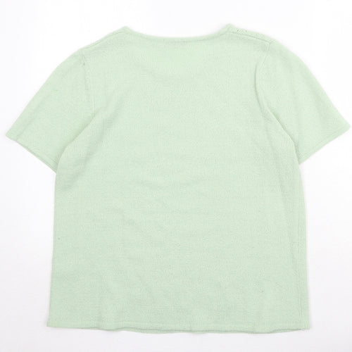 Bonmarché Womens Green Round Neck Acrylic Pullover Jumper Size M Pullover