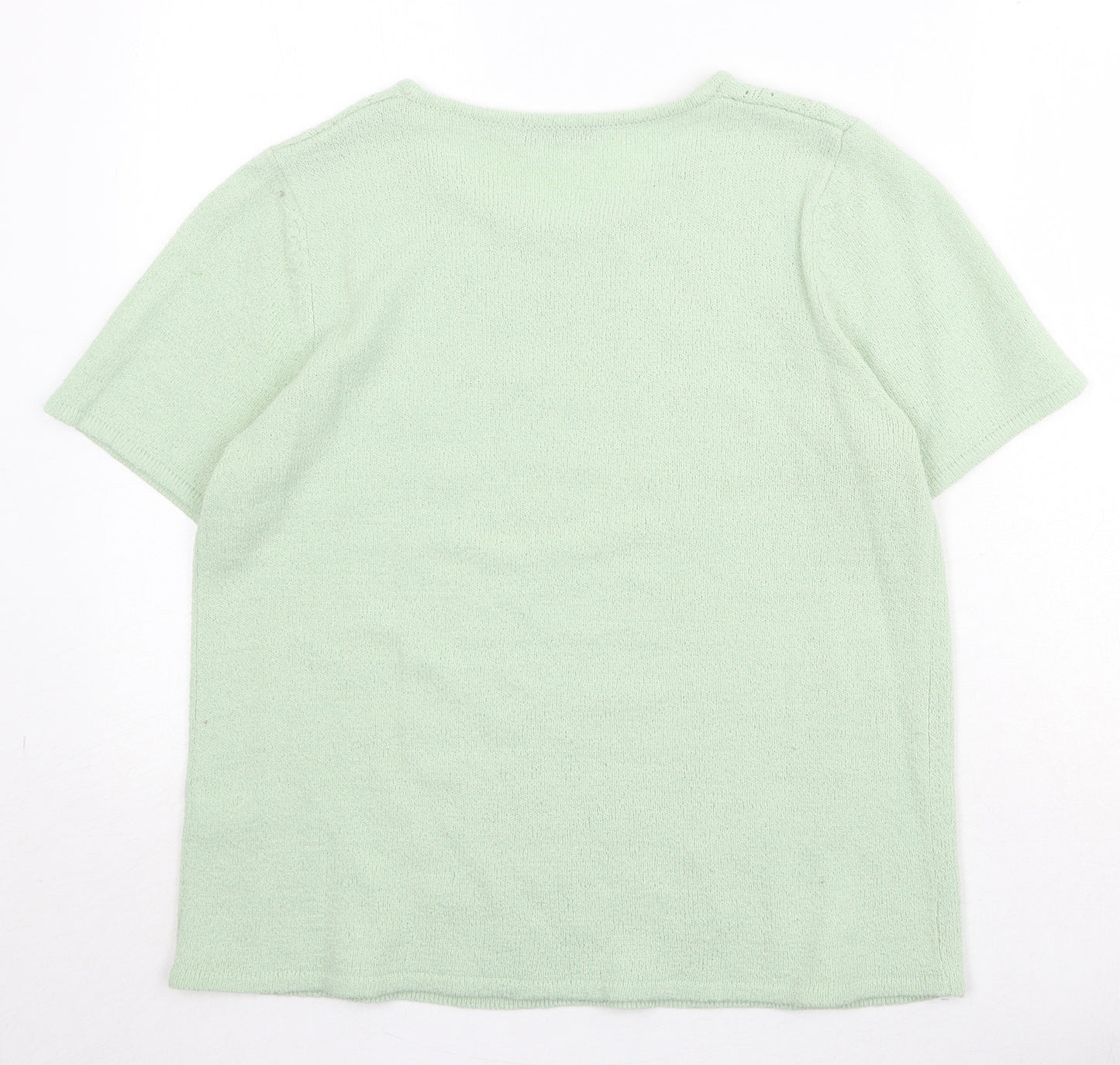 Bonmarché Womens Green Round Neck Acrylic Pullover Jumper Size M Pullover