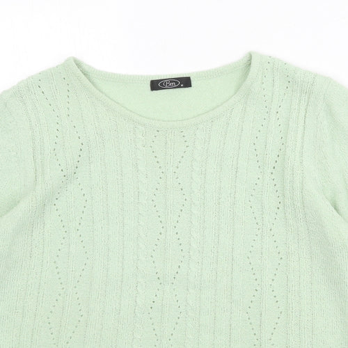 Bonmarché Womens Green Round Neck Acrylic Pullover Jumper Size M Pullover