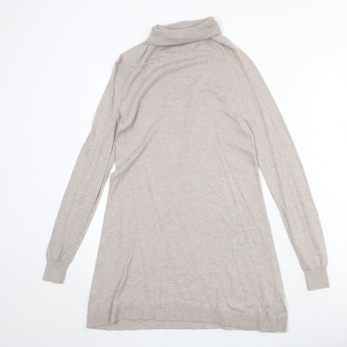 Marks and Spencer Womens Beige Viscose Jumper Dress Size XS Roll Neck Pullover