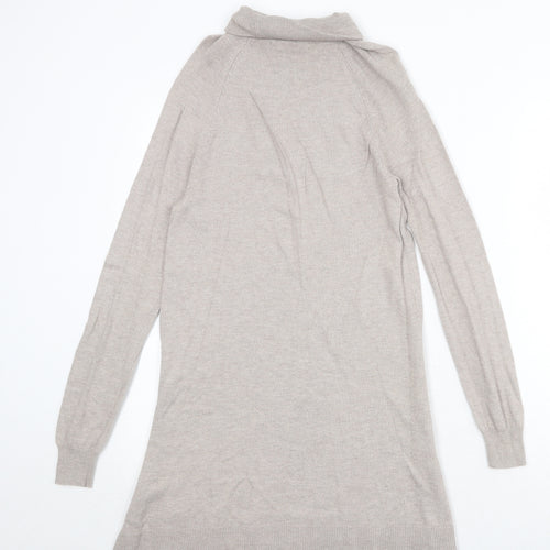 Marks and Spencer Womens Beige Viscose Jumper Dress Size XS Roll Neck Pullover