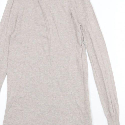 Marks and Spencer Womens Beige Viscose Jumper Dress Size XS Roll Neck Pullover