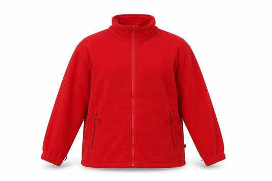 Front view of Mountain Life women’s red jacket, size UK 12, zip