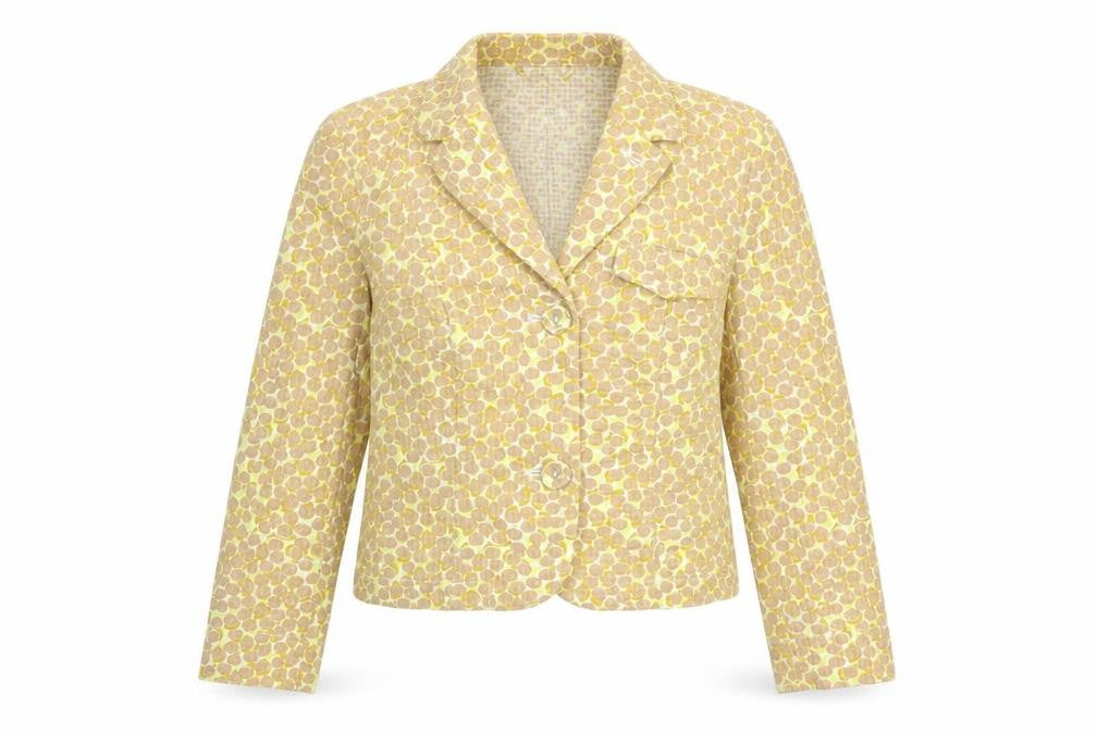 Front view of Gap women’s brown geometric cotton jacket blazer, size UK 6