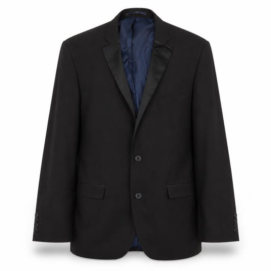 Front view of Next men’s black polyester jacket suit jacket, size 42, regular