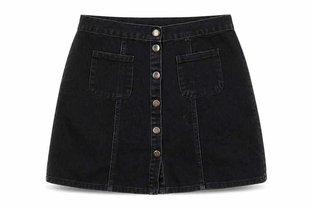 Cooperative Womens Black Cotton A-Line Skirt Size M Snap