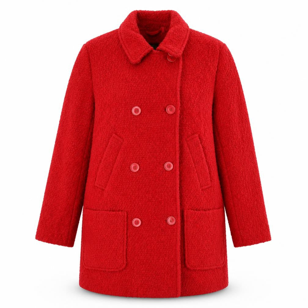 Front view of Next women’s red overcoat coat, size UK 10, button