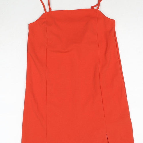 H&M Womens Red Polyester Mini Size XS Square Neck Pullover - Side Slit Adjustable Straps