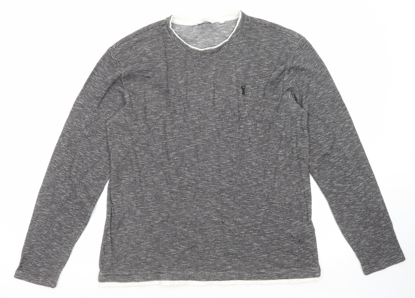 NEXT Mens Black Cotton T-Shirt Size L Crew Neck