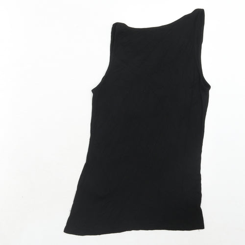 Amisu Womens Black Viscose Basic Tank Size M Round Neck - Voila