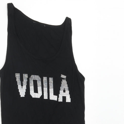 Amisu Womens Black Viscose Basic Tank Size M Round Neck - Voila