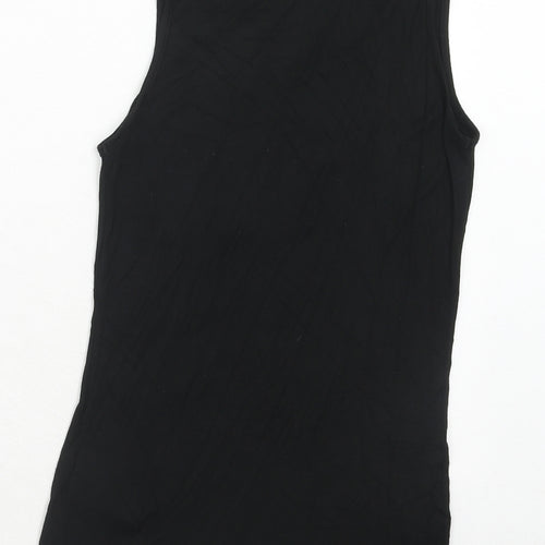 Amisu Womens Black Viscose Basic Tank Size M Round Neck - Voila