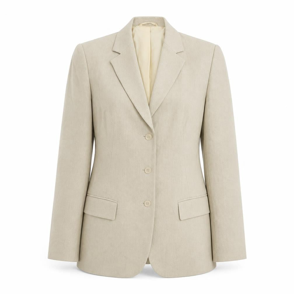Front view of Next women’s beige polyester jacket suit jacket, size UK 10