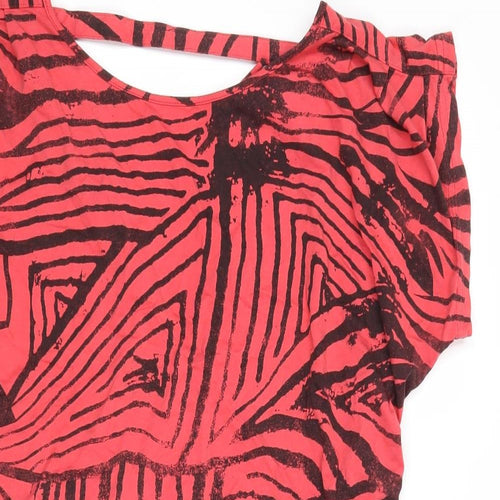 Firetrap Womens Pink Geometric Cotton Tunic Blouse Size L Round Neck