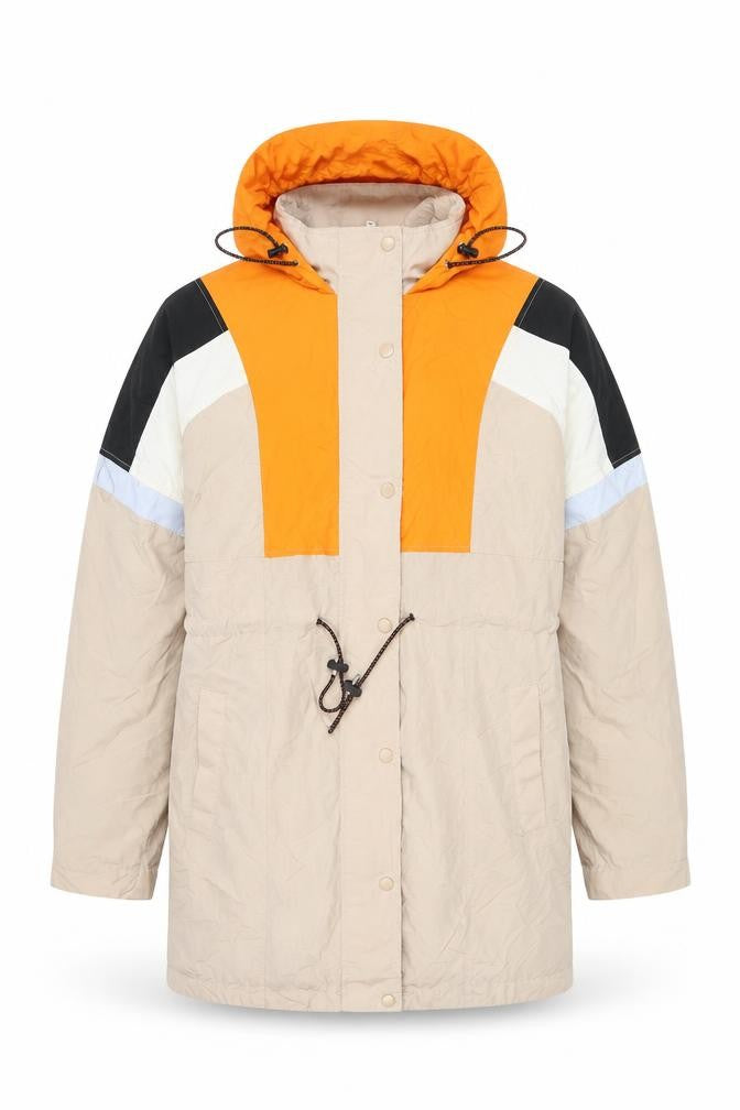 Front view of Divided by H&M men’s multicoloured windbreaker jacket, size S, zip - colourblock