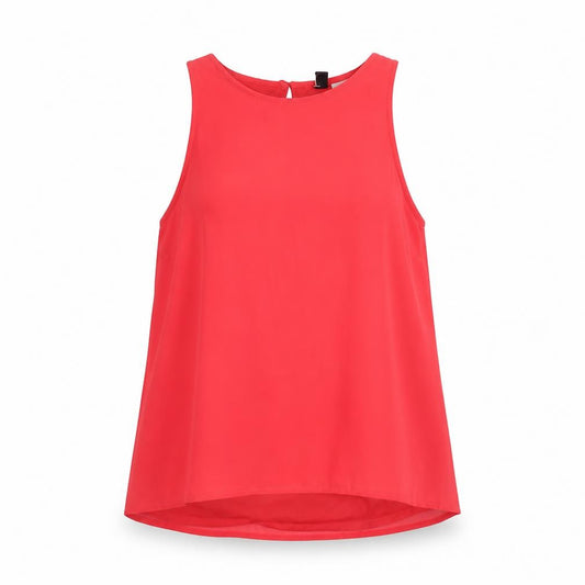 Front view of H&M women’s pink polyester basic tank, size UK 8, round neck