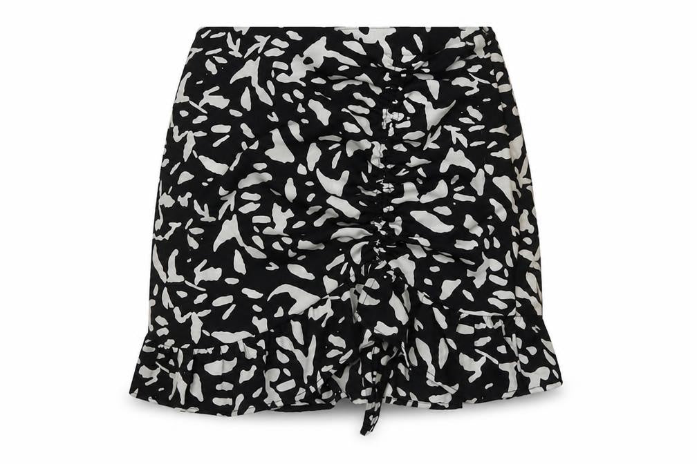 Brave Soul Womens Black Geometric Polyester Skater Skirt Size M Zip
