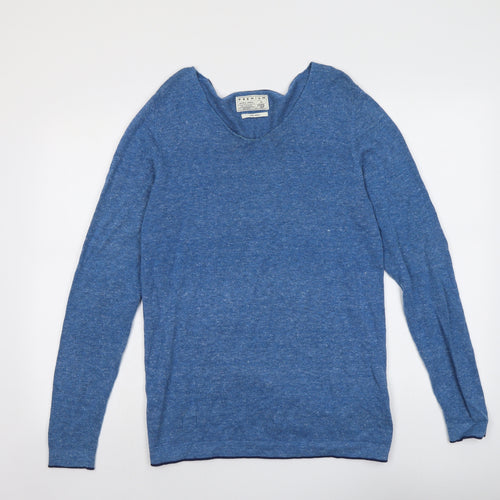 JACK & JONES Mens Blue Round Neck Cotton Pullover Jumper Size S Long Sleeve