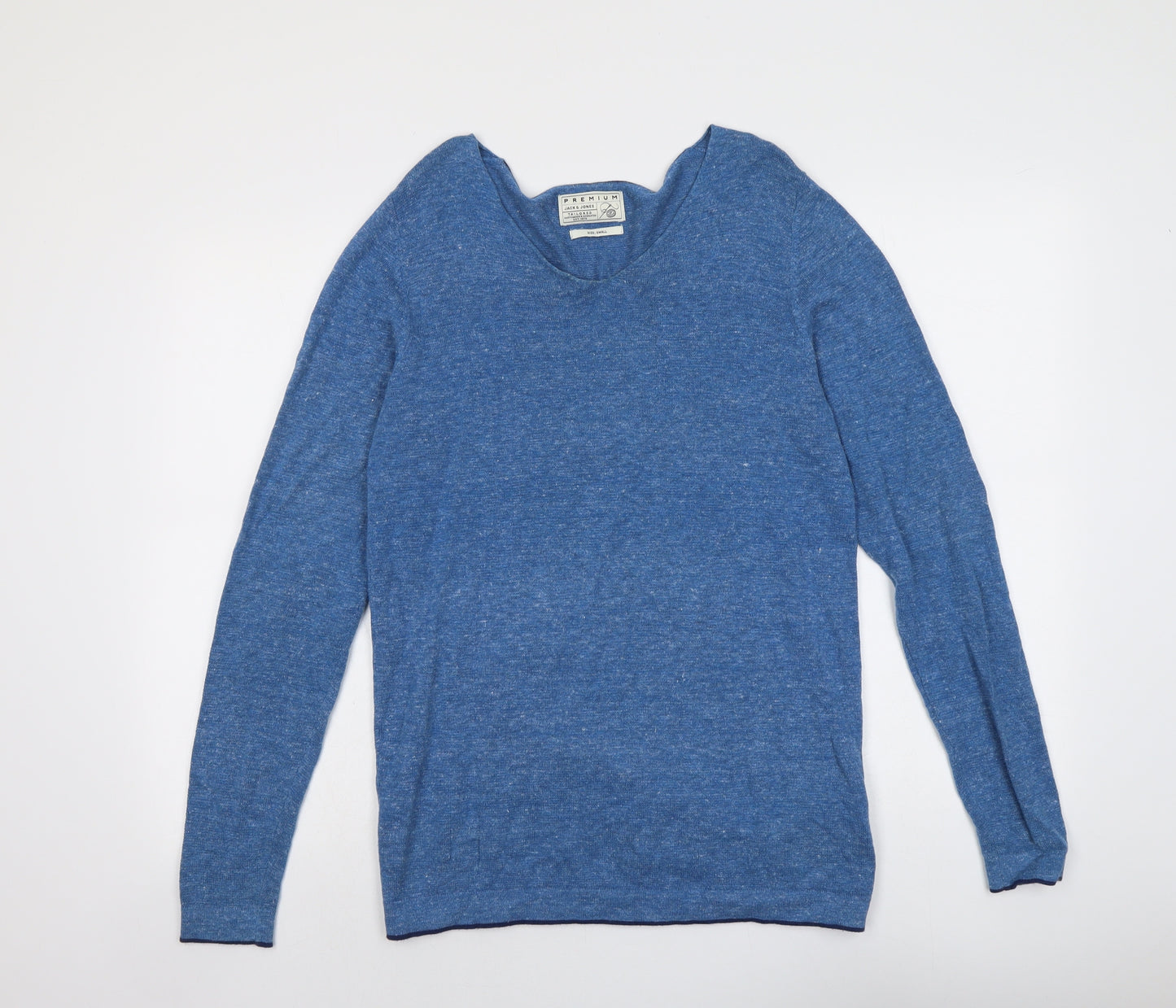 JACK & JONES Mens Blue Round Neck Cotton Pullover Jumper Size S Long Sleeve