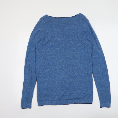 JACK & JONES Mens Blue Round Neck Cotton Pullover Jumper Size S Long Sleeve