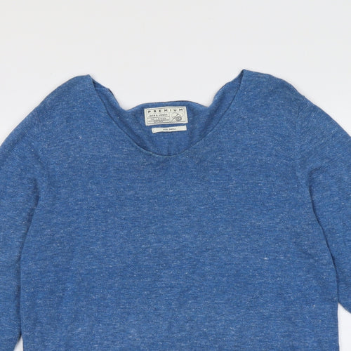 JACK & JONES Mens Blue Round Neck Cotton Pullover Jumper Size S Long Sleeve