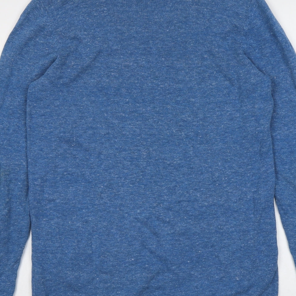 JACK & JONES Mens Blue Round Neck Cotton Pullover Jumper Size S Long Sleeve