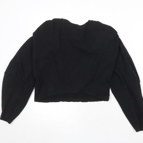Zara Womens Black Cotton Pullover Sweatshirt Size S Pullover - Shoulder Pads