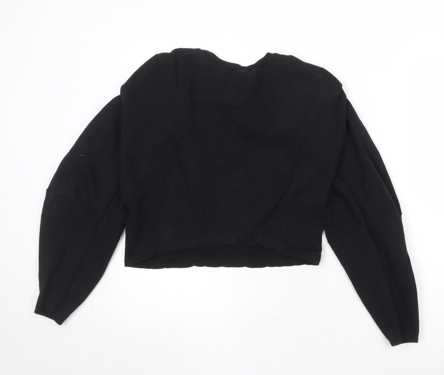 Zara Womens Black Cotton Pullover Sweatshirt Size S Pullover - Shoulder Pads