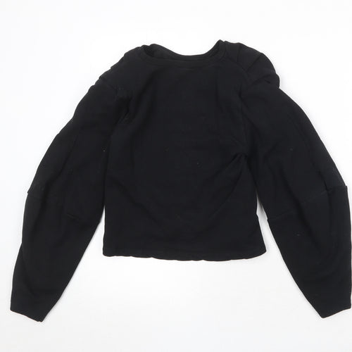 Zara Womens Black Cotton Pullover Sweatshirt Size S Pullover - Shoulder Pads