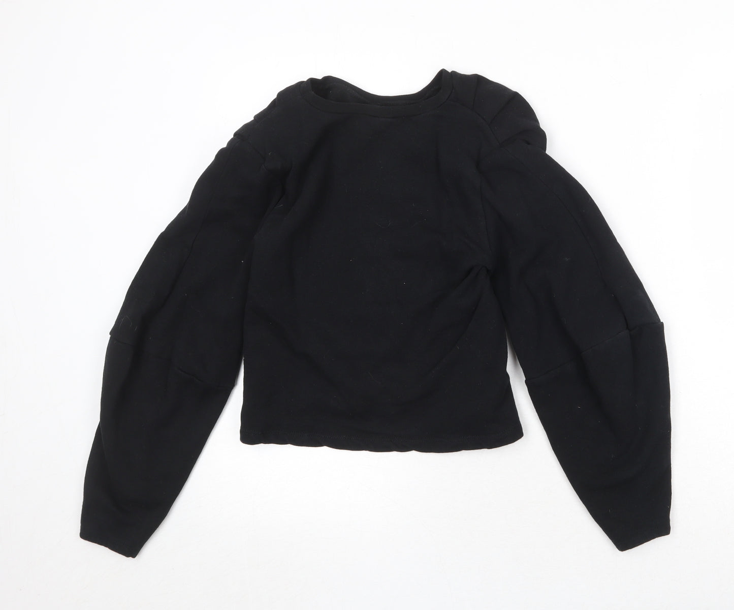 Zara Womens Black Cotton Pullover Sweatshirt Size S Pullover - Shoulder Pads