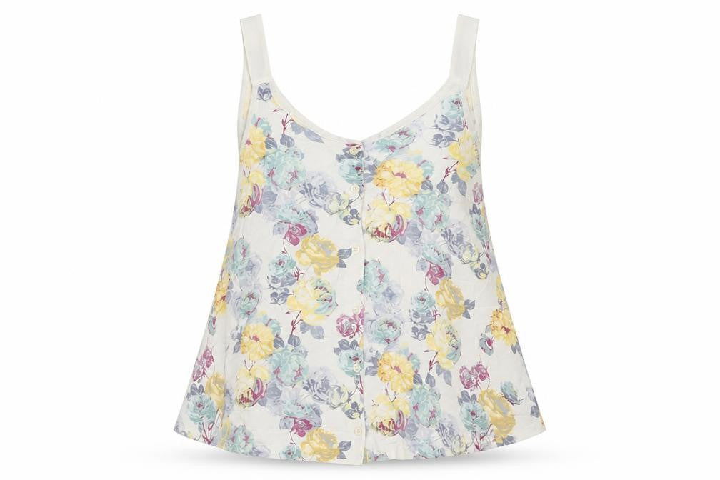 NEXT Womens White Floral Viscose Camisole Tank Size 8 Round Neck