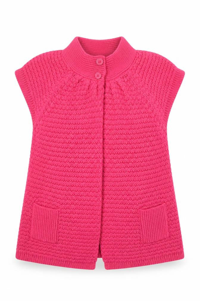 //Text Womens Pink Round Neck Acrylic Cardigan Jumper Size M