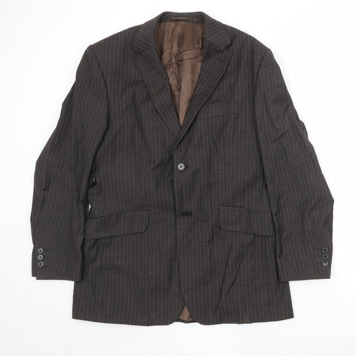 Karl Jackson Mens Brown Striped Wool Jacket Suit Jacket Size 38 Regular