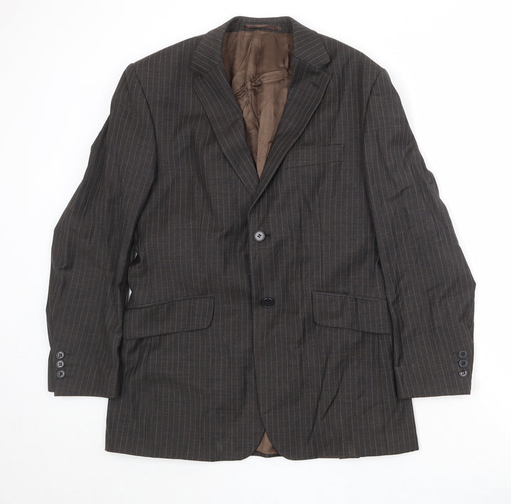 Karl Jackson Mens Brown Striped Wool Jacket Suit Jacket Size 38 Regular