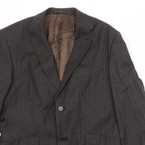 Karl Jackson Mens Brown Striped Wool Jacket Suit Jacket Size 38 Regular