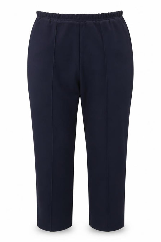 Front view of Classics women’s blue polyester trousers, size UK 20, regular