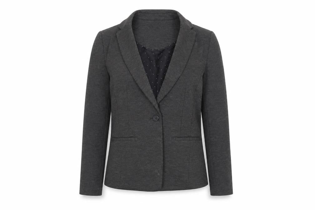 Front view of Dorothy Perkins women’s black polyester jacket blazer, size UK 10