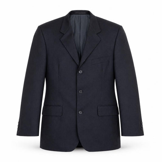 Front view of Burton men’s black polyester jacket suit jacket, size 40, regular
