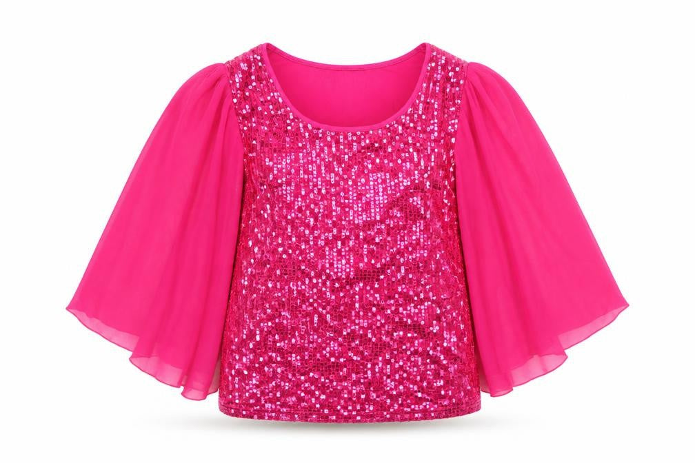 Front view of Kim Parrish women’s pink viscose basic blouse, size S, round neck