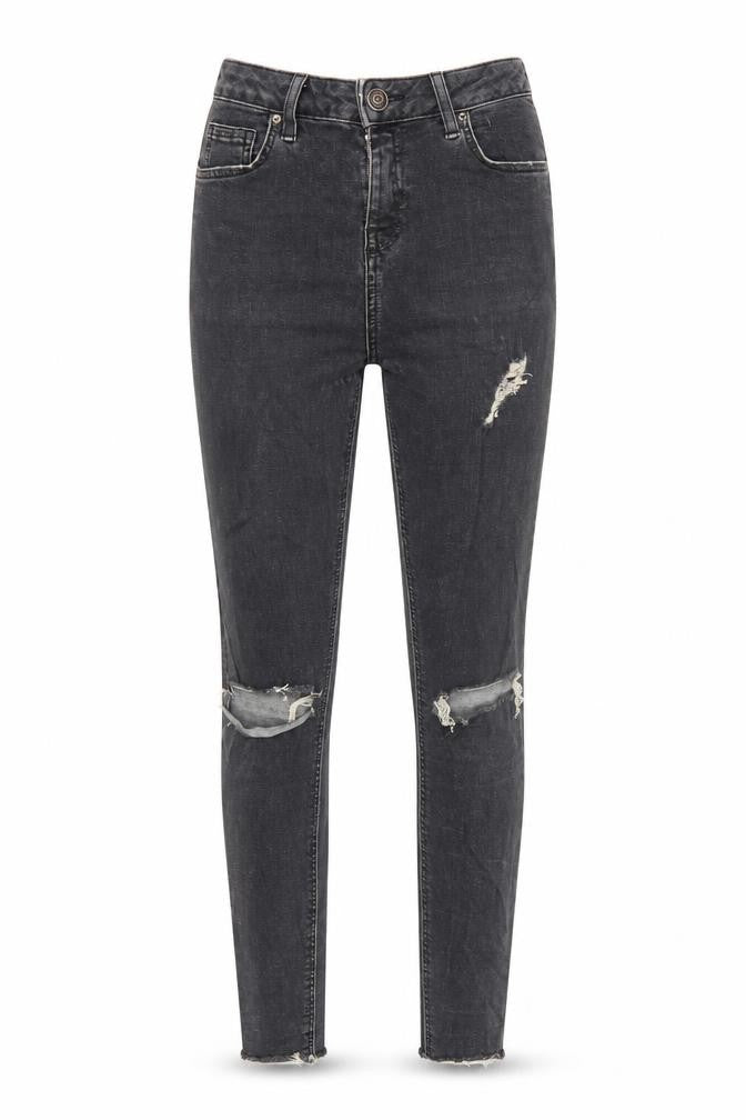 Topshop Womens Black Cotton Skinny Jeans Size 26 in L30 in Regular Zip