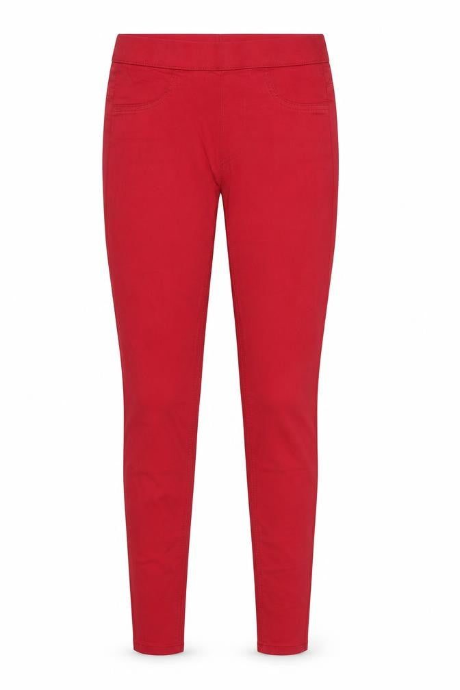 Front view of Marks & Spencer women’s red cotton jegging jeans, size UK 6, regular