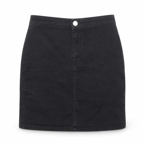 Topshop Womens Black Cotton A-Line Skirt Size 8 Zip