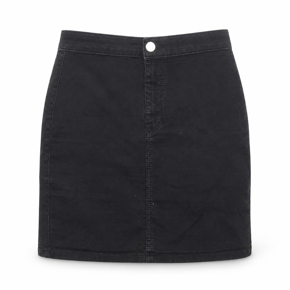 Topshop Womens Black Cotton A-Line Skirt Size 8 Zip