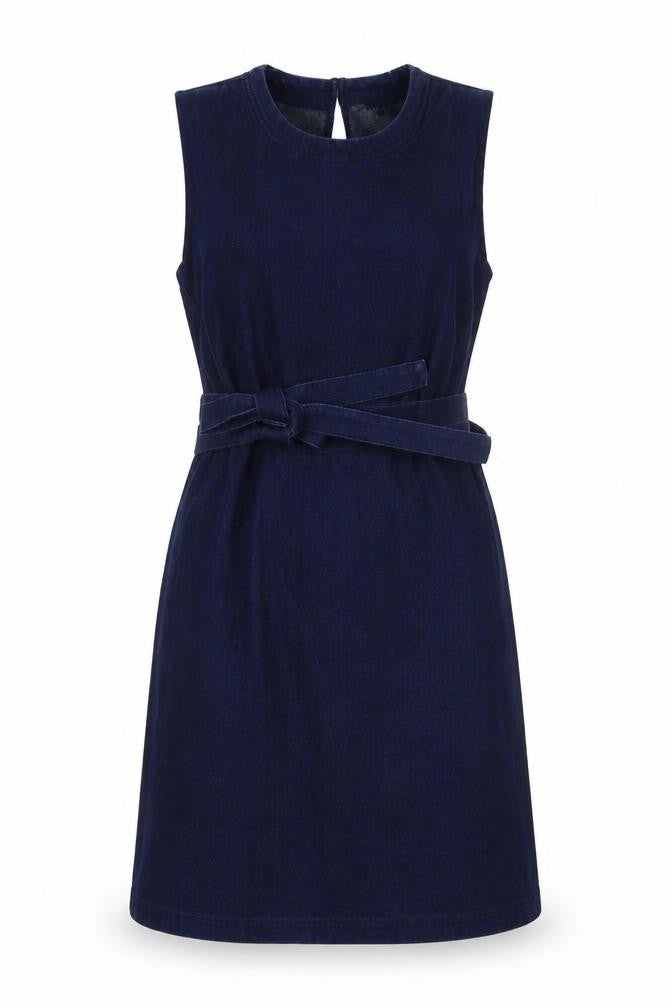 Front view of Next women’s blue cotton a-line, size UK 8, round neck tie