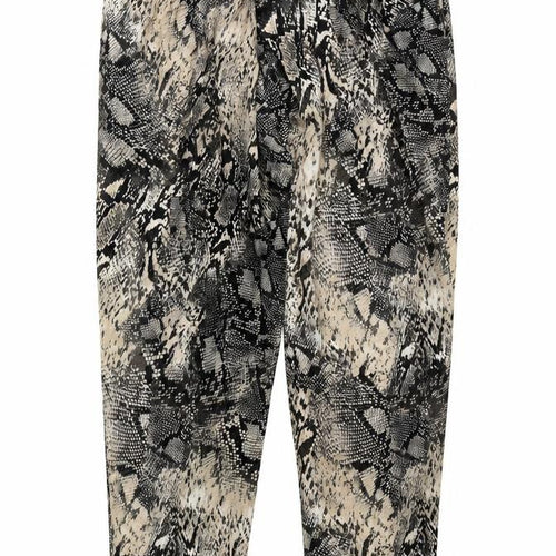 ELVI Womens Brown Animal Print Polyester Carpenter Trousers Size 18 Regular Buckle - Snakeskin Pattern