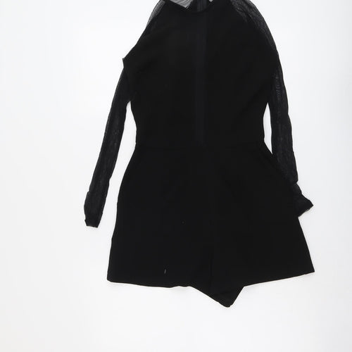 Zack Womens Black Polyester Playsuit One-Piece Size 8 Zip - Mesh Sleeves